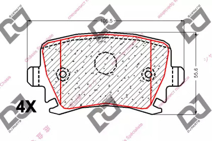 Комплект тормозных колодок, дисковый тормоз DJ PARTS BP1863